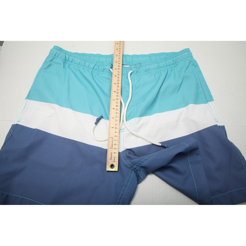 Southern Tide Bathing Suit Swim Trunks Mens Medium Blue White Striped  Lined - Picture 8 of 10